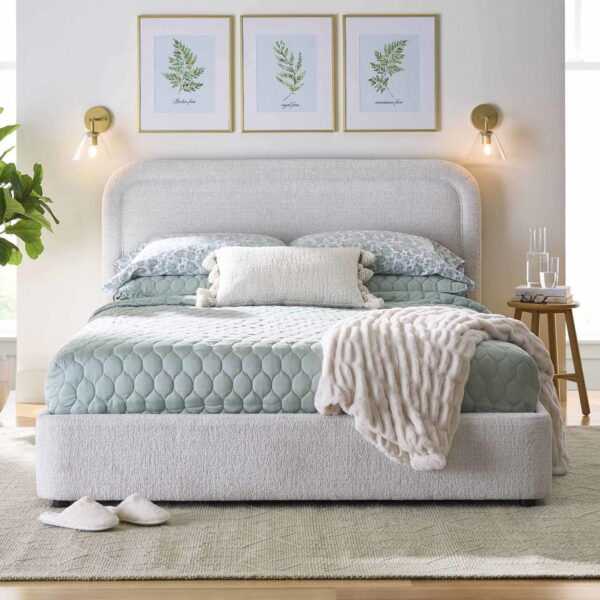 Better Homes & Gardens Juliet King Boucle Platform Bed, Ivory