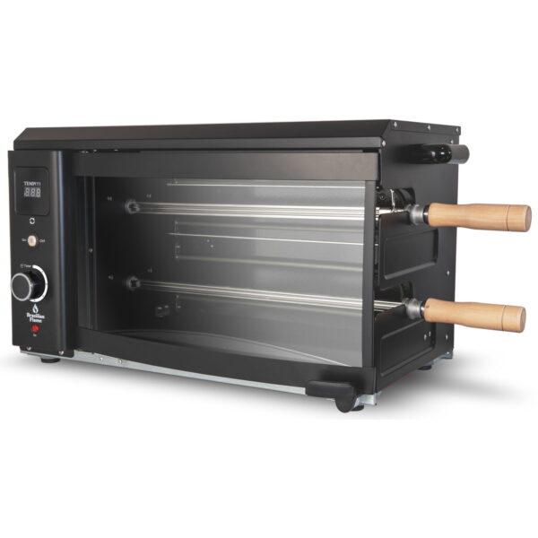 Brazilian Flame 2 Skewer Black Electric Rotisserie Grill with Multi Skewer System