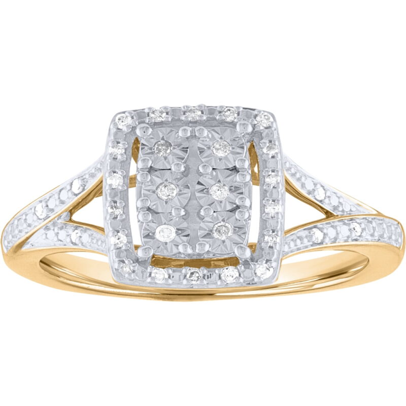 Brilliance Fine Jewelry 1/10 Carat T.W. Diamond Ring in Sterling Silver with 14kt Gold Plating