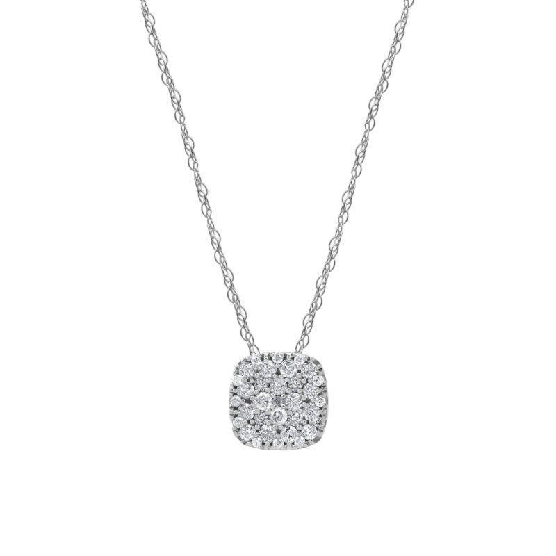 Brilliance Fine Jewelry 1/3 Ct Diamond Women's Cushion Pendant Necklace in 10K White Gold