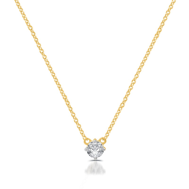 Brilliance Fine Jewelry Women's 14k Gold Plated Lab Grown Diamond Necklace, 1/4 Ct F, SI1 Cable Chain