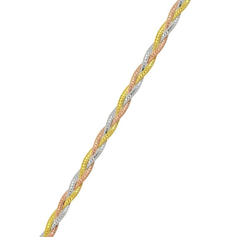 Brilliance Fine Jewelry 10K Tri-Tone YWR Gold Herringbone Chain Necklace, 18"