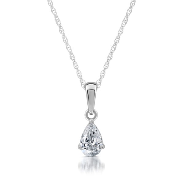 Brilliance Fine Jewelry 3/8 CTTW Lab Grown Diamond Women's Teardrop Solitaire Pendant Necklace in Sterling Silver