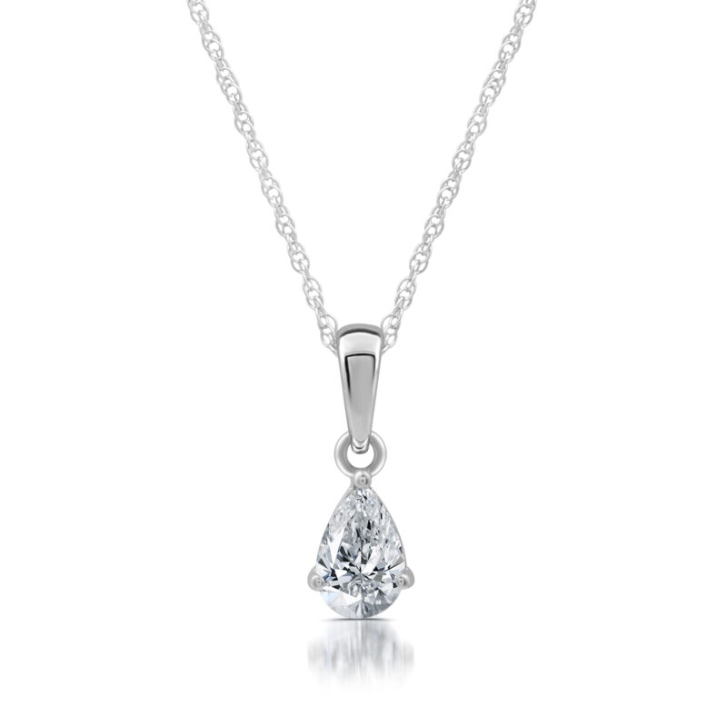 Brilliance Fine Jewelry 3/8 CTTW Lab Grown Diamond Women's Teardrop Solitaire Pendant Necklace in Sterling Silver