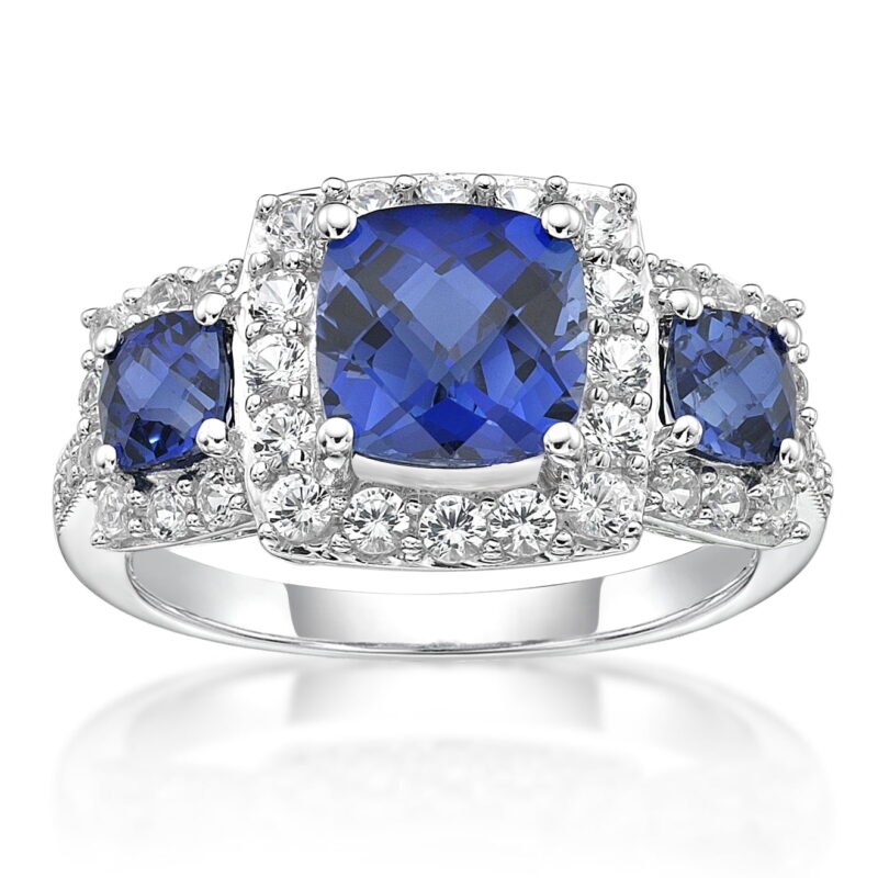 Brilliance Fine Jewelry Multi Stone White Sapphire Ring, 925 Sterling Silver