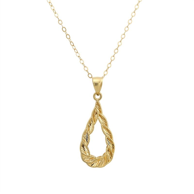Brilliance Fine Jewelry Adult Female 10KT Yellow Gold Teardrop Pendant with 18" Gold Filled Chain