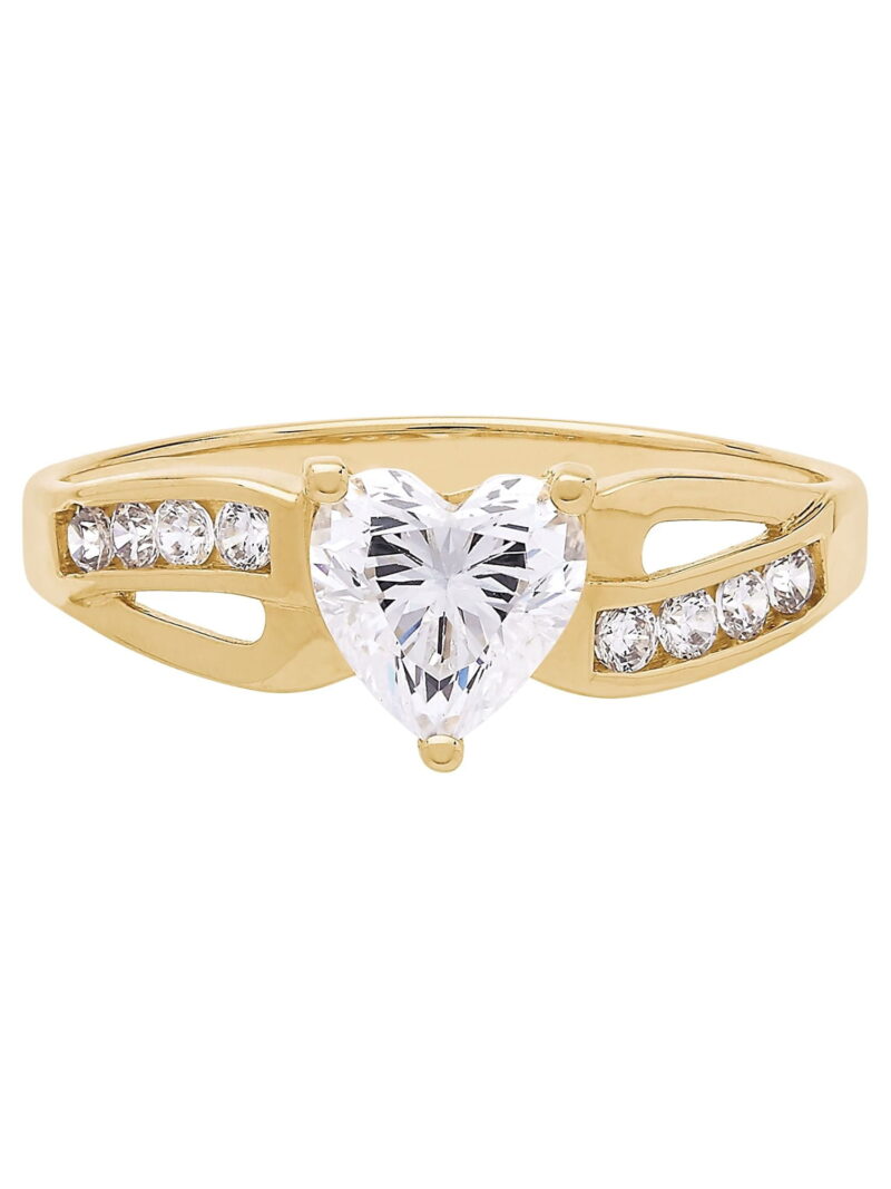 Brilliance Fine Jewelry Cubic Zirconia Heart Shape Engagement Ring in 10kt Yellow Gold