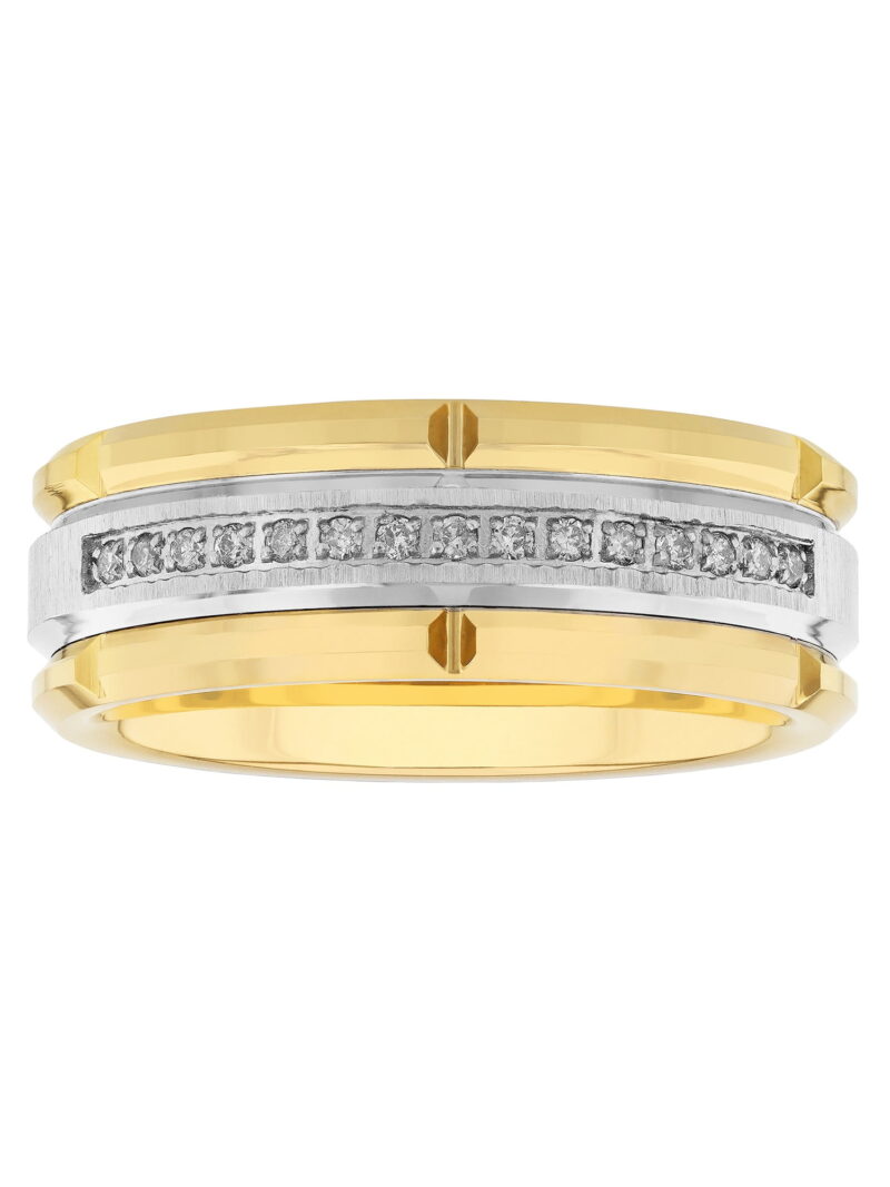 Brilliance Fine Jewelry Men's 1-10 C.t.t.w. Diamond Ring in Yellow Gold Tone Tungsten - Wedding Band