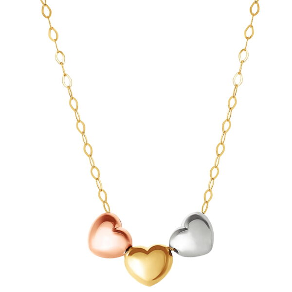 Brilliance Fine Jewelry Women's 10kt Gold Puff Heart Necklace, 17"