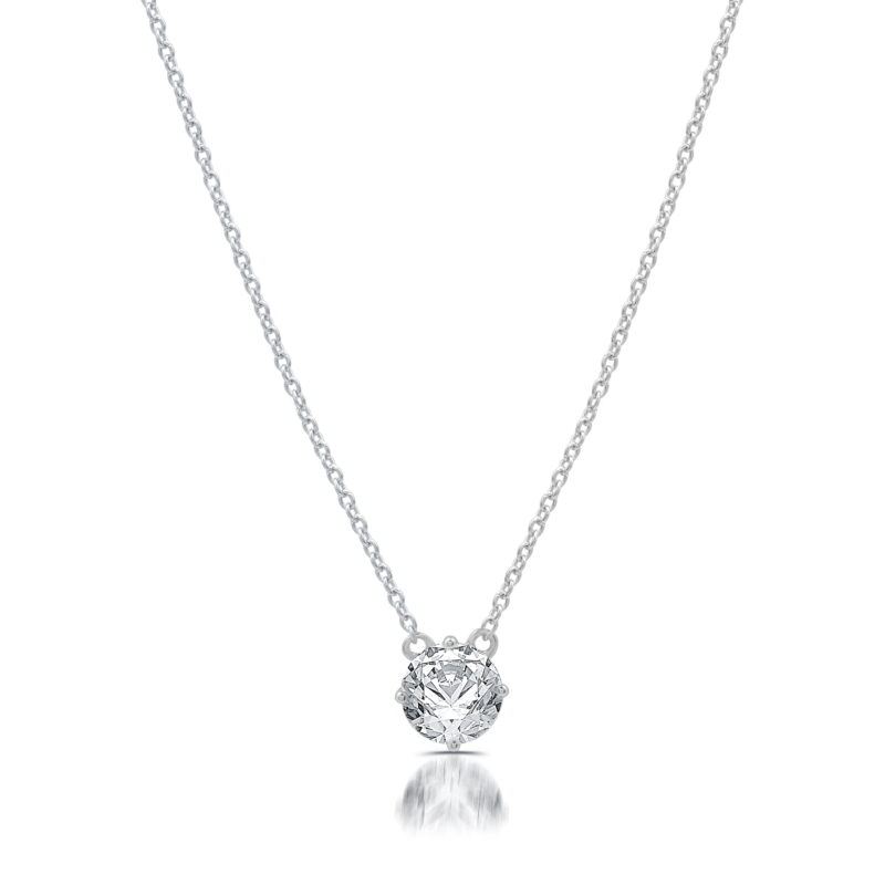 Brilliance Fine Jewelry Women's Sterling Silver Lab Grown Diamond Necklace, 1/2 Ct F, SI1 Cable Chain