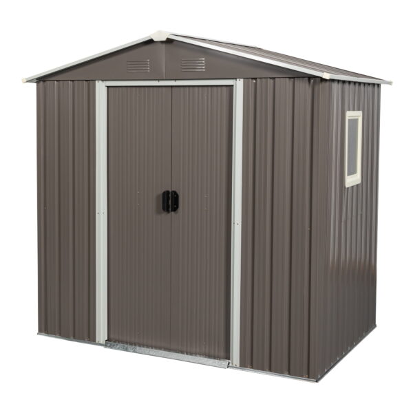 DEALTOPS 6ft x 5ft Outdoor Storage Shed,Galvanized Steel Storage Cabinet with Lockable Door for Backyard, Patio, Lawn-Grey