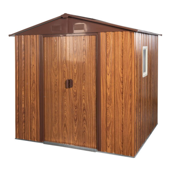 DEALTOPS 6ft x 6ft Outdoor Metal Storage Shed,Galvanized Steel Garden Shed with Lockable Doors, Metal Floor Base ,with Window