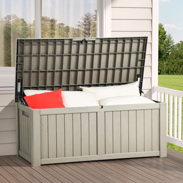 Dextrus 120 Gallon Outdoor Weatherproof Resin Deck Box for Cushions & Pool Accessories