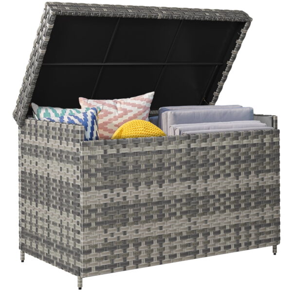 Dextrus 230 Gallon Wicker Deck Box, XL All-Weather Waterproof Outdoor Storage Box, Rattan Storage Bin - Gray