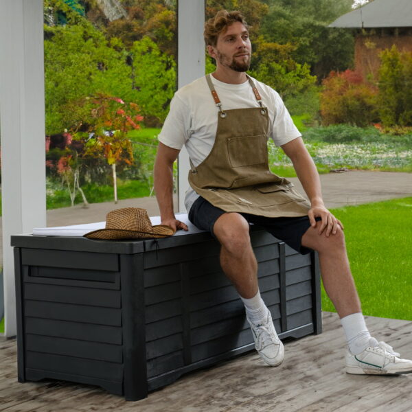 Dextrus Outdoor 120 Gallon Resin Deck Box, Black