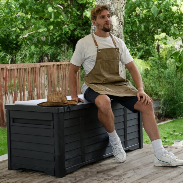 Dextrus Outdoor 120 Gallon Resin Deck Box, Black