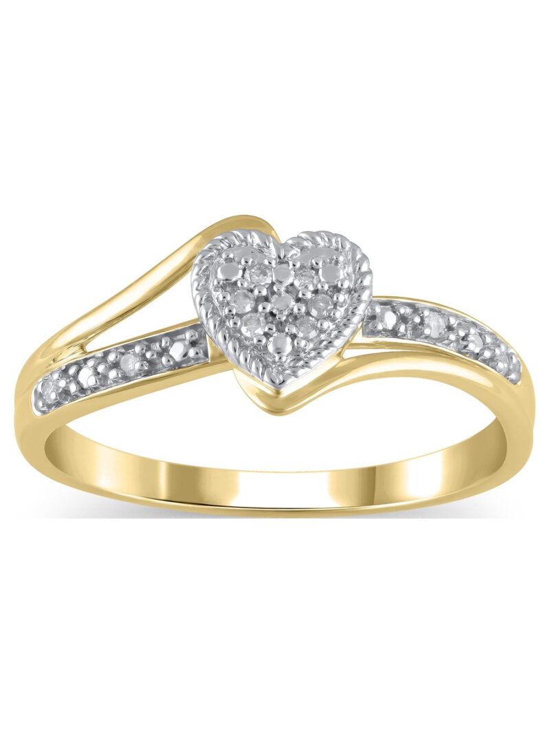 Hold My Hand 1/20 Carat Natural Diamond Heart Promise Ring for Women in 10K Yellow Gold