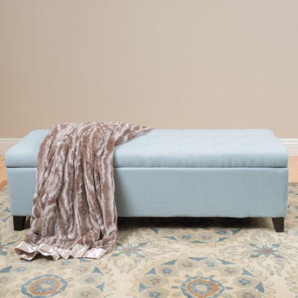 MAYEERTY 50.75" Light Sky Upholstered Ottoman Bench - Multi-functional Storage for Entryway/Bedroom/Living Room