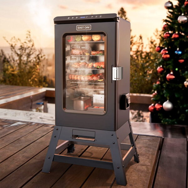 EAST OAK Pro 30" Electric Vertical Smoker Portable with Window & Legs Digital Control of Cooking Night Blue