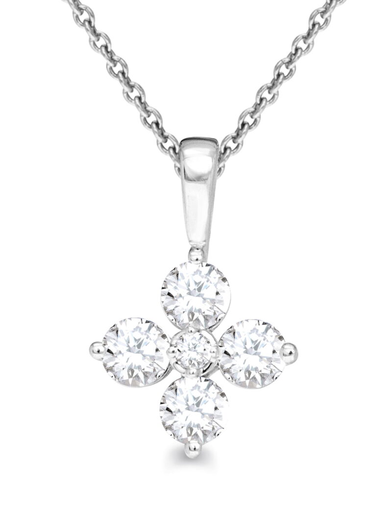 FireStar Floral Diamond Necklace for woman 10K White Gold 1/2 Ct Colorless Lab Grown Diamonds