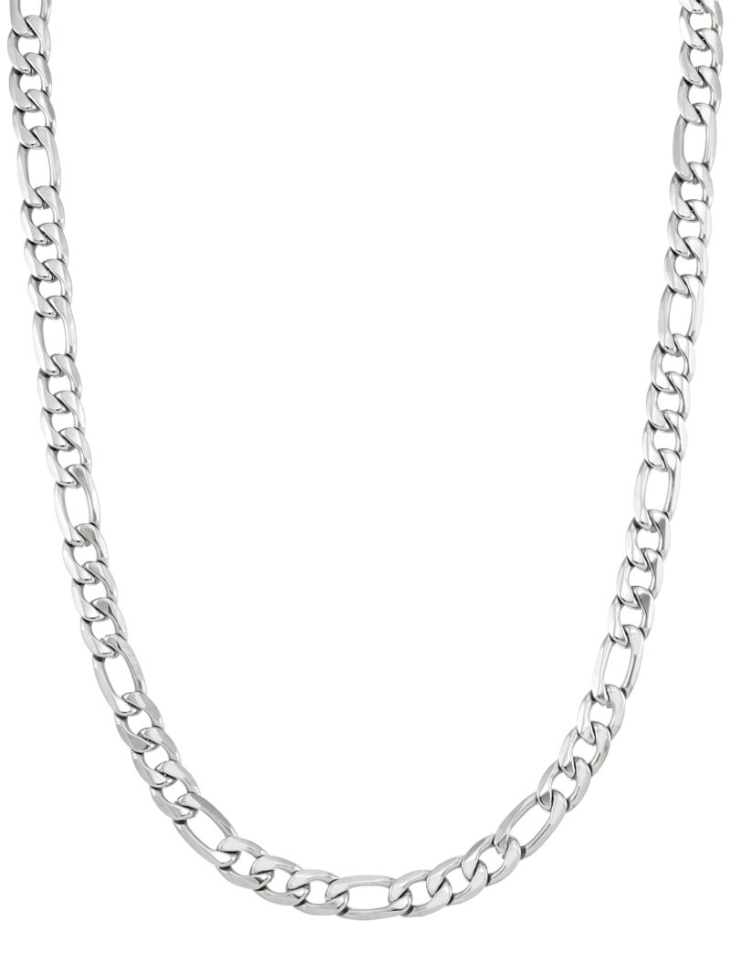 Focus for Men by Simone I. Smith Solid Bold Figaro Necklace in Brilliant White Stainless Steel, 24".