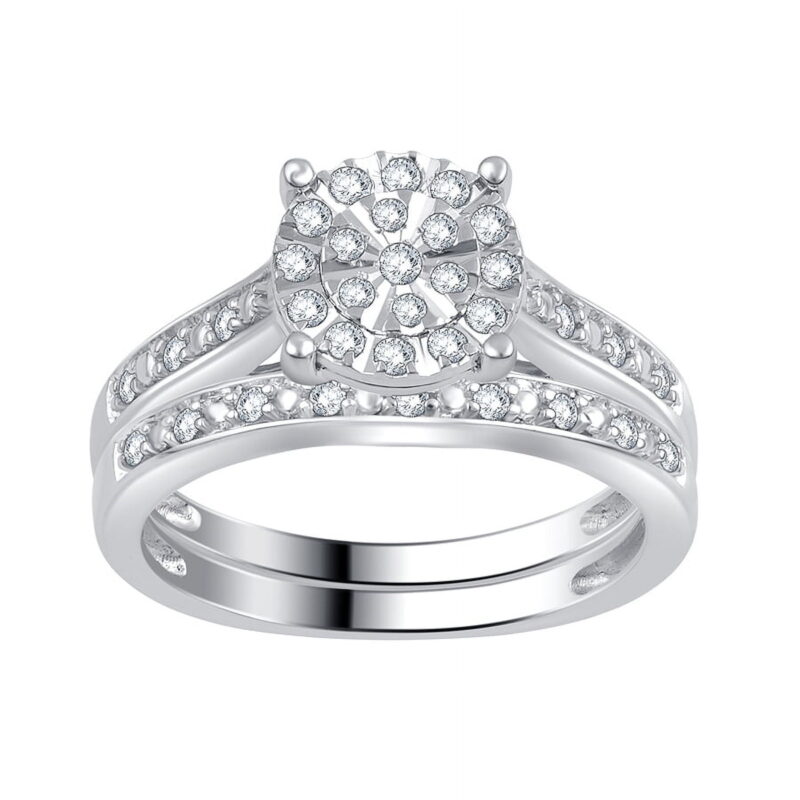 Forever Bride 1/3 Carat T.W. Diamond Sterling Silver Composite Bridal Set