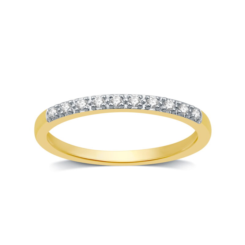 Forever Bride Women's 10K Yellow Gold Pave Stackable Wedding Band, 1/4 CTTW Diamond (I2, H-I)