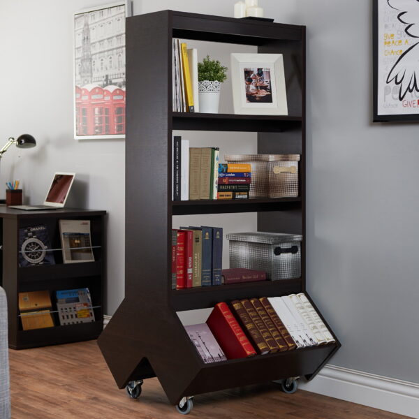 Furniture of America Lopher Bookcase with Casters, Espresso