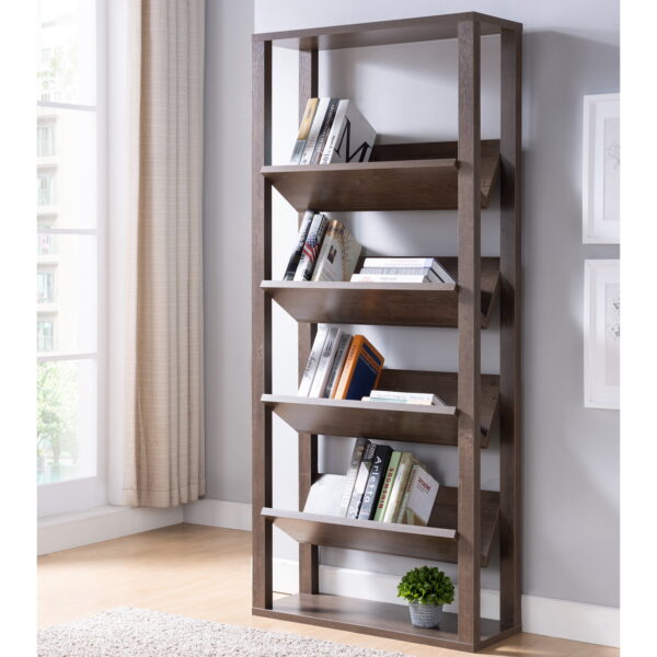 Furniture of America Rubus 4-Shelf Etagere Bookcase, Walnut