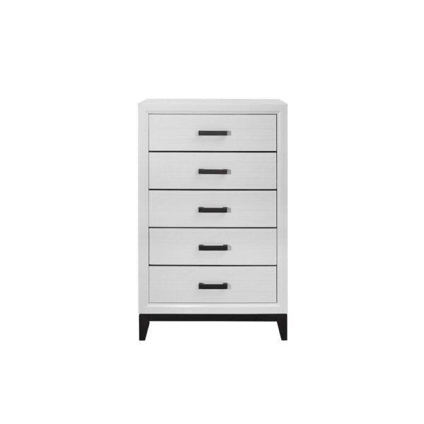 Global Furniture USA Kate White and Black 5-Drawer Bedroom Chest