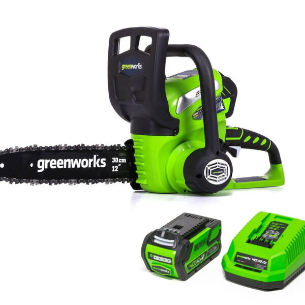 Greenworks 40V 12" Cordless Chainsaw with 2.0 Ah Battery & Charger, 20262