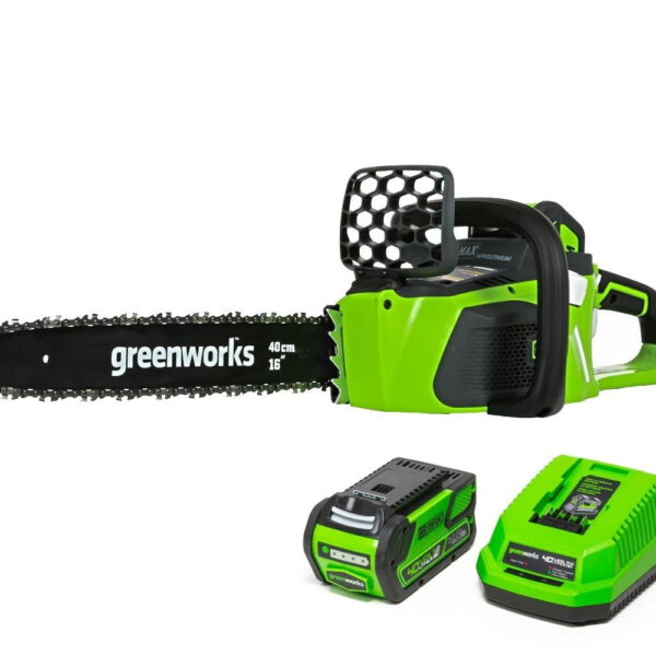 Greenworks 40V 16" Cordless Brushless Chainsaw with 4.0 Ah Battery and Charger 20312