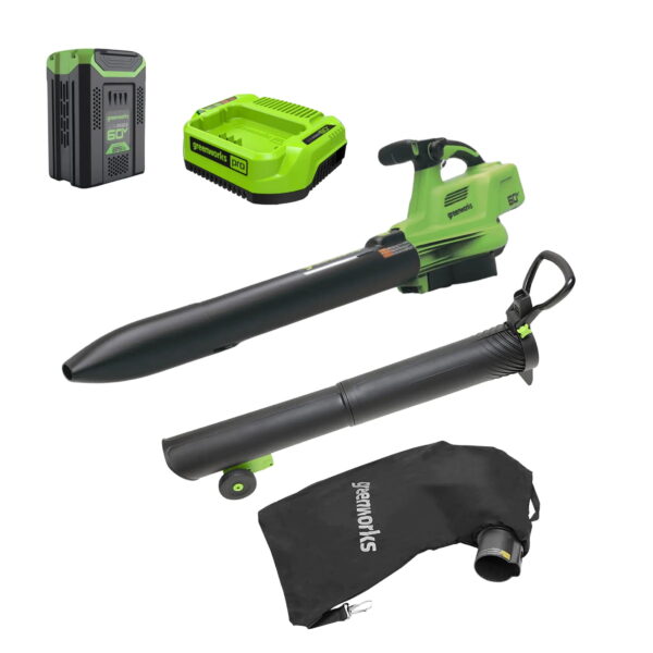 Greenworks 60V 520 CFM at 240 mph Blower-Vac with 4Ah Battery and 3A Charger 2429702