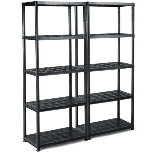Gymax 2 PCS 5 Tier Ventilated Shelving Storage Rack Free Standing Multi-Use Shelf Unit
