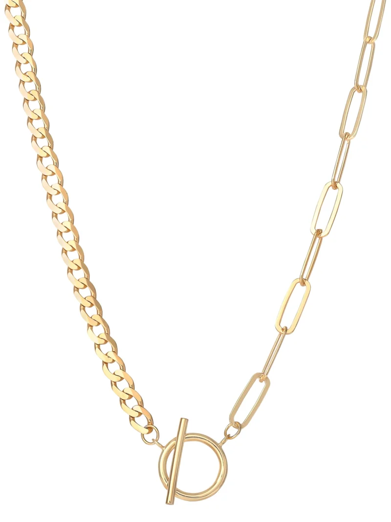 "JS Jessica Simpson Women’s Gold Plated Sterling Silver Clip/Curb Link Toggle Necklace"