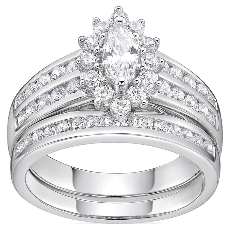 Brilliance Fine Jewelry Marquise Simulated White Diamond Bridal Engagement Ring, 925 Sterling Silver