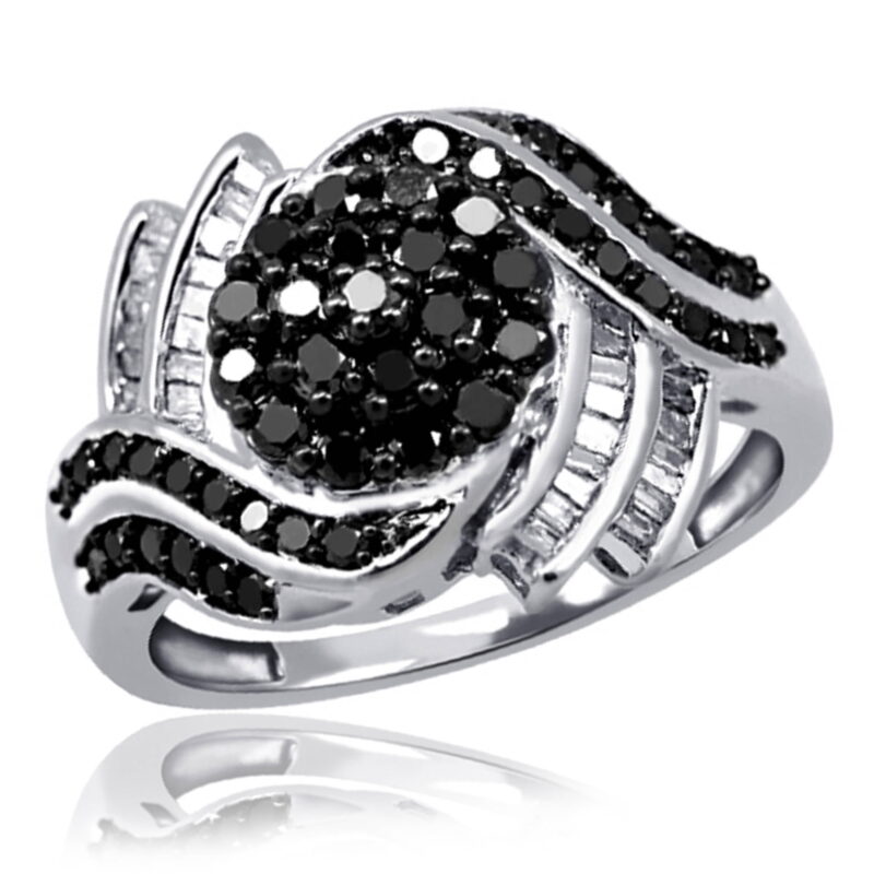 JewelersClub 0.925 Sterling Silver 1.00 Carat Black & White diamond Ring for Women | Diamonds for Everyday Womens Wear