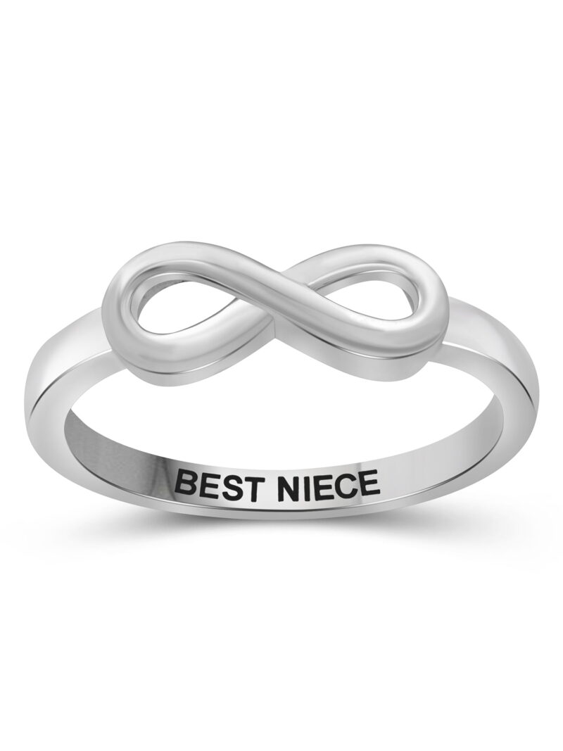 JewelersClub 0.925 Sterling Silver Infinity Friendship Ring for Women | Personalized Best Niece Eternity Knot Symbol Band