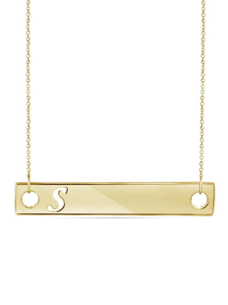 JewelersClub S Initial 14K Gold Over Silver Bar Necklace
