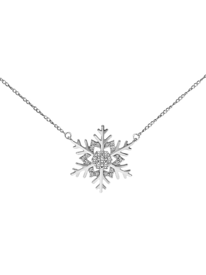 Keepsake 1/10ctw Diamond Sterling Silver Snowflake Necklace (I-J, I3), 17"