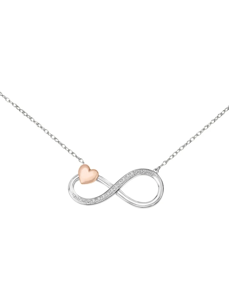 Keepsake Diamond-Accent Sterling Silver with 18K Rose Gold-Plating Infinity Heart Necklace
