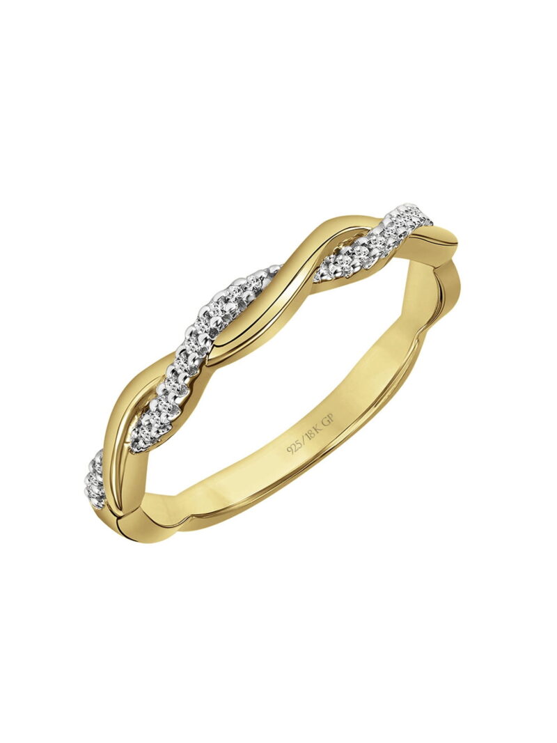 Keepsake Diamond-Accent Twist Anniversary Ring in 18k Yellow Gold over Sterling Silver