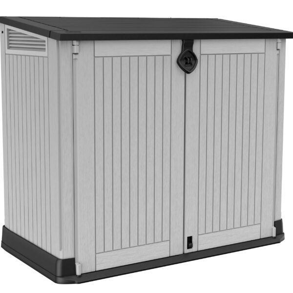 Keter S.I.O Midi 4.3' x 2.3' x 3.7' Horizontal Resin Outdoor Storage Shed with Durable Floor, Grey