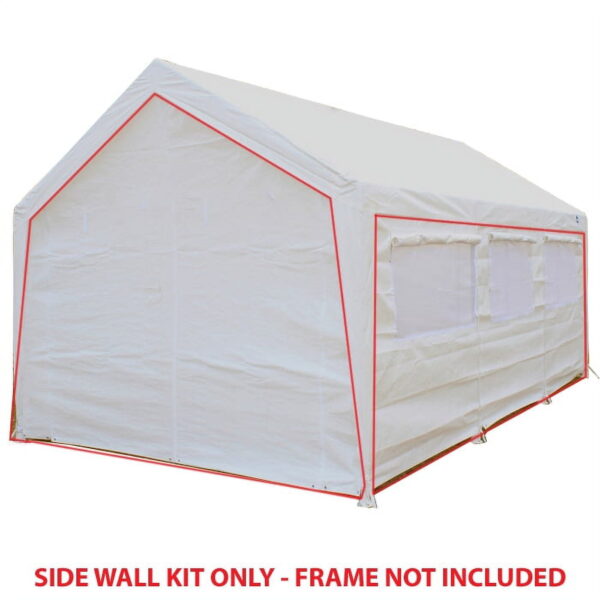 King Canopy 12 ft x 20 ft Carport Canopy Sidewall Kit w/ Flaps and Bug Screen Windows