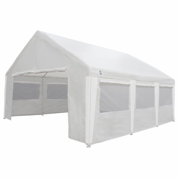 King Canopy 20 ft x 20 ft Carport Canopy Polyethylene Sidewall Kit w/ Bug Screen Windows