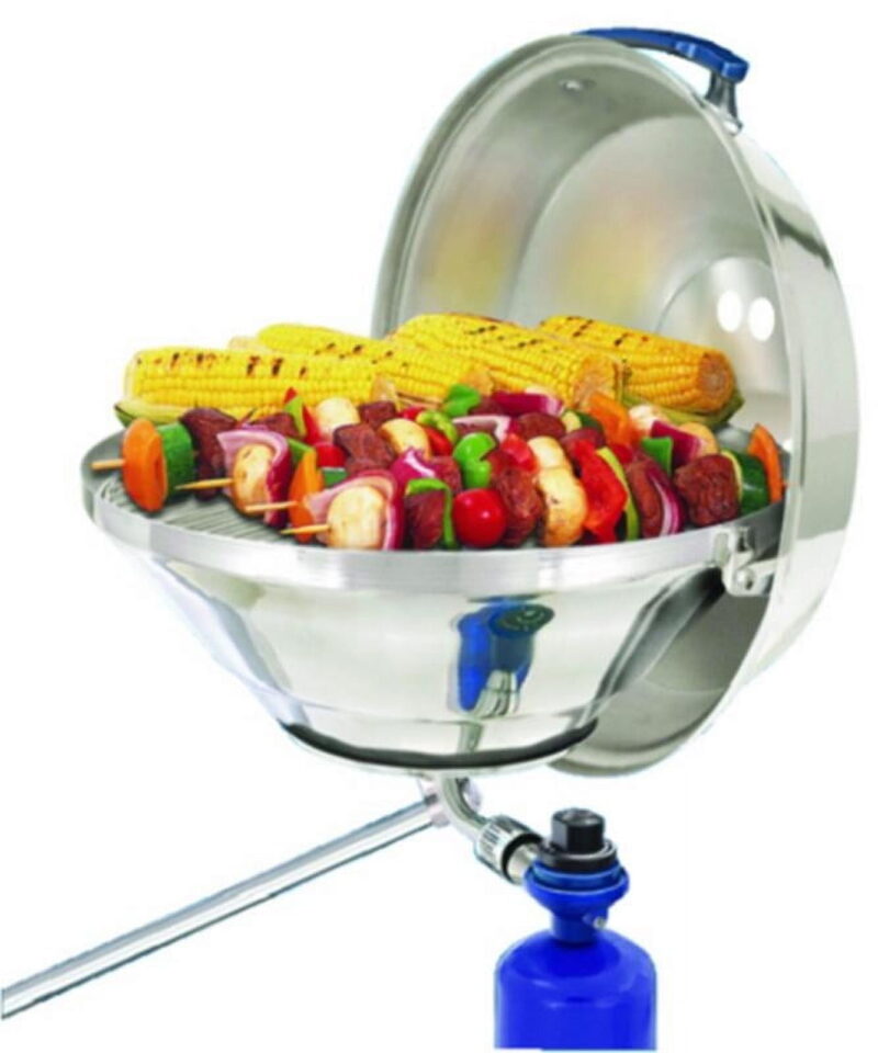 Magma A10-215 Marine Kettle Gas Grill | Party Size | Stainless Steel Portable Boat BBQ | Propane Grill for Marine, Pontoon & RV Use
