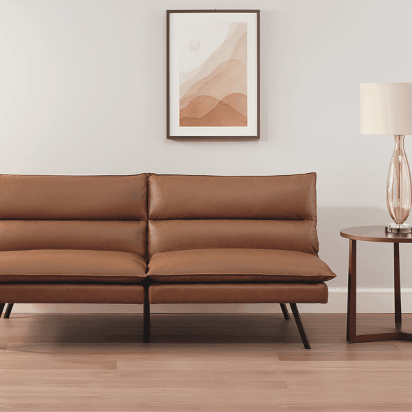 Mainstays Pillow Top 71.25" Futon, Camel Faux Leather