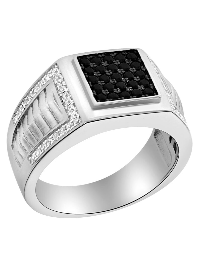 Men’s Sterling Silver Two Tone Cubic Zirconia Ring