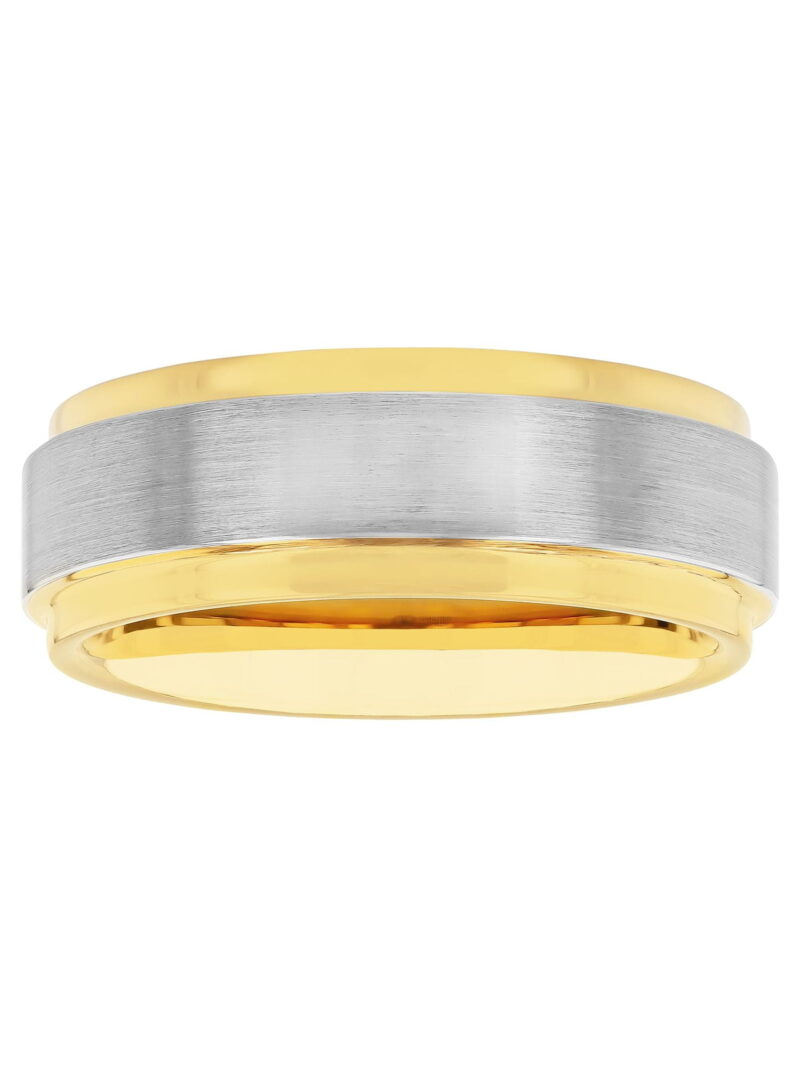 Men's Two-Tone Tungsten Step Edge Satin Wedding Ring by Brilliance Fine Jewelry - Wedding Band