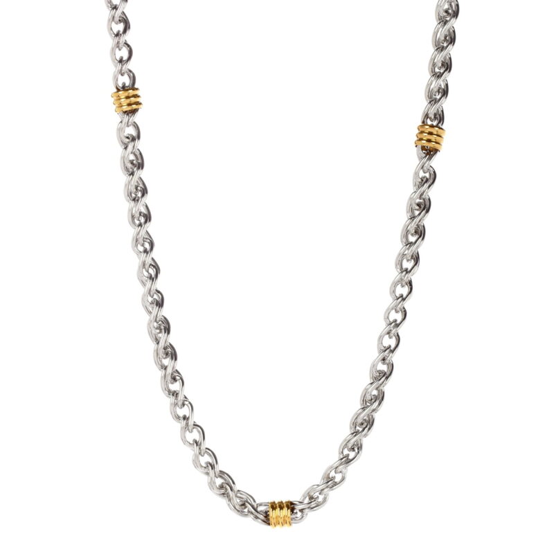 Mens Gold Plated Stainless Steel Link Chain Necklace